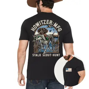 Stalk Scout Hunt, Duck Hunting Dog Graphic T-Shirt, Retriever Hunter Outdoor Shirt Stalk Scout Hunt Patriotic USA Flag Back Print Tee, Independence Theme Tee, Patriot Tee, Menswear Clothing, Clothing for men, Gift for Dad