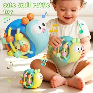 LIUSHADUOLA Baby Snail Rattle Toy - Multicolor (////) Hand-Held Shaker with Snail & Slow-Motion Rattle Ball, ABS Plastic Newborn Developmental Toy Suitable for Birthdays, Christmas, Easter Gifts