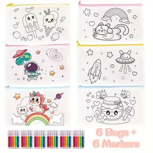 DIY Coloring Pen, Pencil and Marker Box Includes 6 sets of colored pencils + 6 random color pencil cases Adorable & stylish prints Cute & practical, enhances hands on creativity Perfect as a gift for Thanksgiving, and Christmas