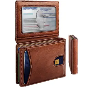Amazon hot-selling two-color oil wax loose-leaf wallet RFID multi-function anti-theft brush retro multi-card men's card bag