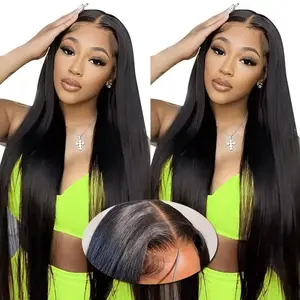 (Buy one get one free)4x4 Straight Wigs Human Hair for Black Women 32 inch HD Transparent Lace Closure Wigs Human Hair 180% Density glueless wigs human hair  pre plucked with Baby Hair