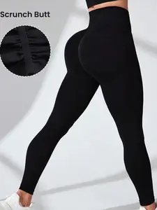 Women's High-Waisted Seamless Gym Leggings, Stretchy High Waist, Sporty Style Tight-Fit Design, All-Season Comfortable Fabric, Perfect for Yoga & Training, Scrunch Sports Leggings