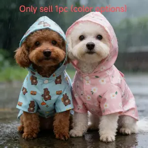 1 Pc Cute Print Pet Raincoat, Waterproof Hooded Jacket for Medium Small Dogs, Stylish Dog Outerwear, Perfect for Rainy Days