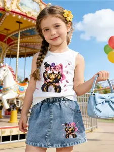 Women's Denim Short Skirt & Sleeveless Vest Set, Casual Loose Fit, All Seasons, A-Line Design, Perfect for Daily Wear