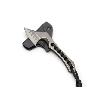 Durable Mini Forged Stainless Steel Camp Utensil with Serrated Edge & Paracord Wrapped Handle | Portable Outdoor Dining EDC Gear with Kydex Sheath for Backpacking.