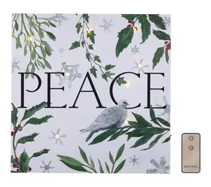 LumaBase Battery-Operated Lighted Wall Art - Peace