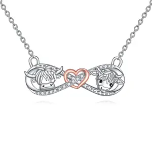 S925 sterling silver personalized alpine cow mother and calf necklace is a must-have gift for any festival