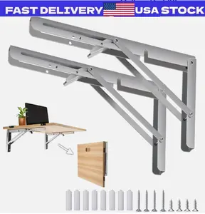 Folding Shelf Brackets - 2 Pcs Heavy Duty Stainless Steel Collapsible - 8-20Inch
