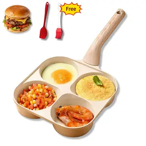 Non-Stick 4-in-1 Breakfast Pan for Frying Eggs, Hamburgers & Scrambled Eggs - Multi-Functional, Fast Heating, Durable, Easy Clean, Space-Saving, Eco-Friendly, with Silicone Strips & Tempered Glass Lid