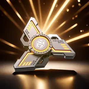 Fidget Spinner with Light, Stress Relief Rotating Toy, Laser Light Activated Luminous Fidget Toy, Metallic Finger Rotating Toys for Adults