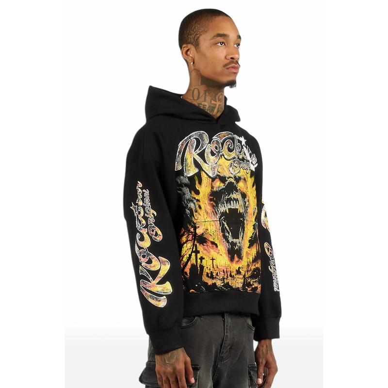 Brun Black Rhinestone Oversized Hoodie