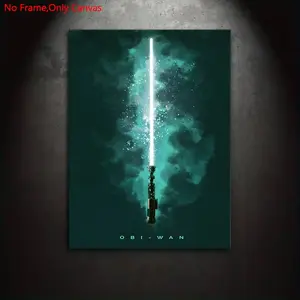 1 piece/set frameless canvas painting print poster, minimalist style digital art, Modern minimalist design, Obi-Wan's lightsaber, a perfect gift for movie fans, ideal gift for bedroom, living room, wall decoration, Hanging Wall Art, Modern Home Decor