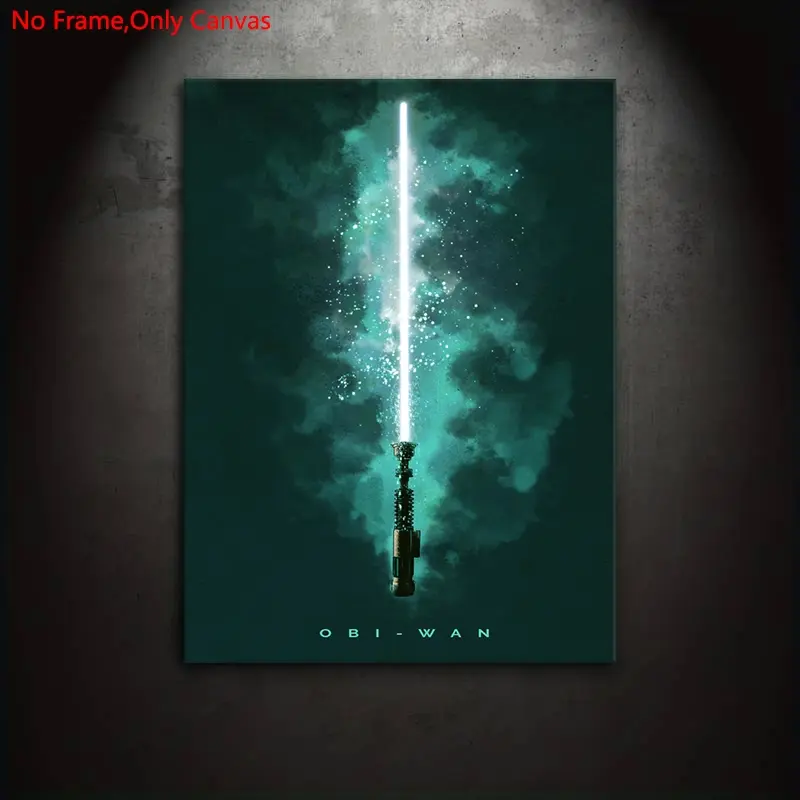 1 piece/set frameless canvas painting print poster, minimalist style digital art, minimalist design, Obi-Wan's lightsaber, Artwork, a perfect gift for movie fans, ideal gift for bedroom, living room, wall decoration, Hanging Wall Art, Modern Home Decor
