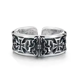 Adjustable Cross Ring, Stainless Steel Punk Dark Style Jewelry for Women Men, Comfort Fit Daily Wear Gift Idea #VHH