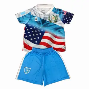 Guatemala Bandera Soccer Set Sky Blue Color Unisex Jersey and Shorts