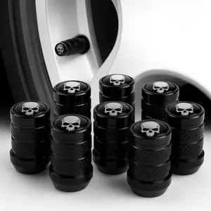 WOAOW 8PCS Skull Tire Valve Stem Caps, Universal Aluminum Alloy Skeleton Valve Caps with Rubber Seals, Compatible with Cars, Trucks, SUVs, Motorcycles, and Bicycles