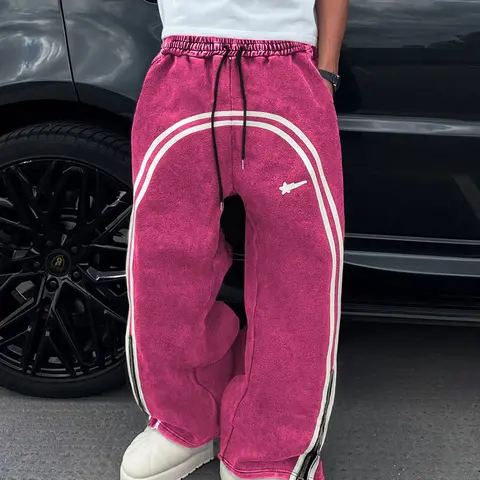 Men's Gothic Soft Comfy, Unique Star Print, Washed Cotton Heavy Fabric, Unisex, All Seasons, Fitted Sweatpants, Street Style Joggers