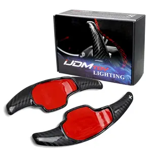 iJDMTOY Black Genuine Carbon Fiber Larger Paddle Shifter Extensions For Chevrolet 2012-15 Camaro, 2016-19 Cadillac CT6 XT5, Buick Regal Lacrosse, etc