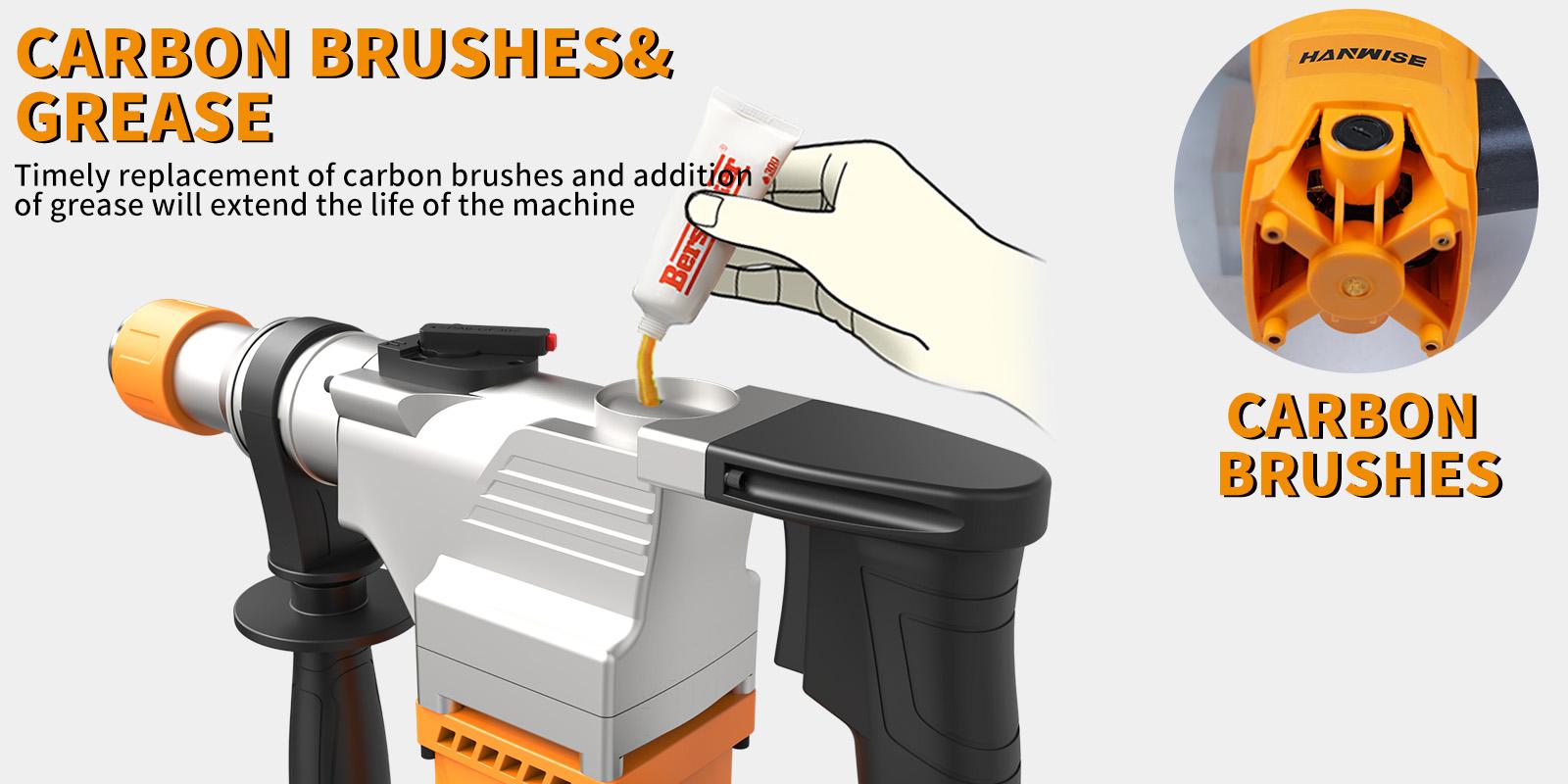 HANWISE heavy-duty electric hammer drill and dismantling tool, with 3-in-1 function (drilling, rock drilling, dismantling) with handle, locking and wired plug, suitable for concrete, masonry, renovation - multifunctional hammer drill, DIY enthusiasts