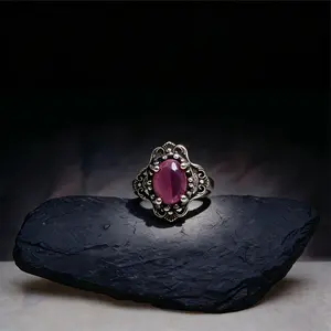 Witchy Jewelry - 925 Sterling Silver Amethyst Nepalese Lace Ring, Vintage Adjustable Open Band (Fits 6-10) | Witchtok Jewelry | Birthstone Ring | Pagan Jewelry | Magic Witch Gift