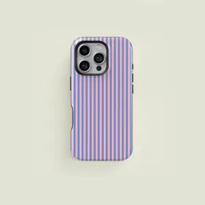 Classic striped light blue and light pink 2-in-1 phone case with a durable, shock-absorbing, Shockproof, and stylish design. Compatible with iPhone 11, 12, 13, 14, 15, 16 Pro Max and Pro Plus series of creative new phone cases
