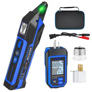 NOYAFA Rechargeable Circuit Breaker Finder with LCD Display & GFCI Outlet Tester, NCV AC Electrical Tester Circuit Tracer Flashlight, Includes Carrying Case and Adapters- NF-824B