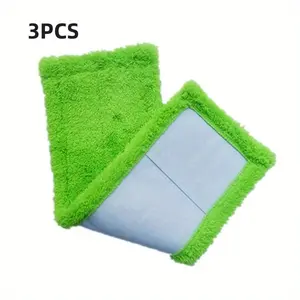 3-Piece Set Of Thickened Coral Fleece Mop Pads - Reusable And Washable Floor Cleaning Cloth With Strong Water Absorption, Made Of Durable Polyester Fiber, Available In Multiple Colors, Easy To Clean, Ideal For Home Use