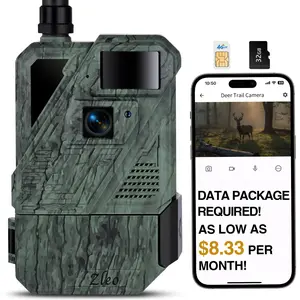 Cellular Game Trail Camera Solar, Outdoor Wildlife Motion Camera with 0.3s Trigger, Hunting Cameras with Low Glow Night Vision Waterproof, Live Feed to Phone, 1080P HD Video, No WiFi Needed