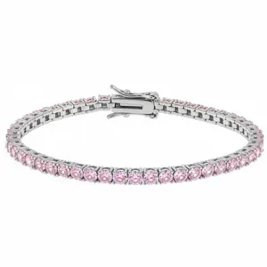 JTV Pink Cubic Zirconia Rhodium Over Brass Tennis Bracelet 10.08ctw