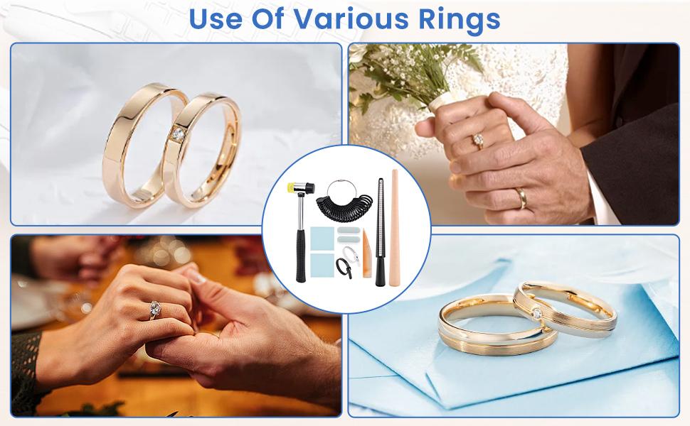 8Pcs Ring Making & Sizing Kit – Ring Mandrel Ring Sizer Gauge, Hammer & Polishing Tools for DIY Jewelry Making