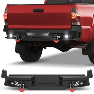 Longsun Toyota Tacoma Rear Bumper 2005-2015, Heavy Duty Steel Off-Road Replacement Bumper with Tow Hook Mount Plate, Car Door Handle, Auto Parts Accessories & Car Accessories for Pickup Truck Exterior Upgrade