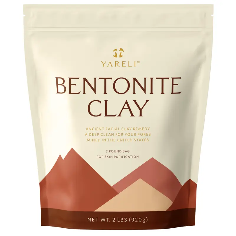 Yareli Bentonite Clay Powder Facial Mask & Cleansing Bath, Pure Indian Healing Clay, 2lb (32oz)