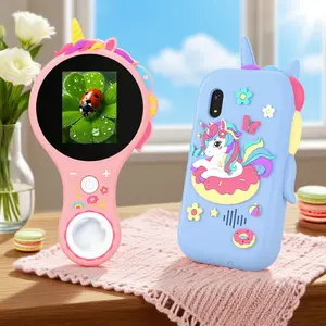 Cute Unicorn Design Cell Phone & Digital Microscope Set, Cartoon Design Multifunctional Camera Toy, Mini Pocket Handheld Microscope with 2" Screen