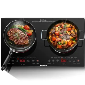 Karinear Portable Electric Stove,2000W Multi-Function Eletric Cooktop, 9 Power Levels, Child Safety Lock, Timer, Adjustable Settings, Household Kitchen Cooking Stoves Appliance