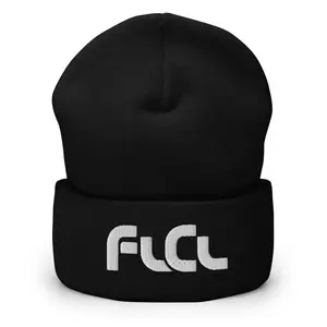FLCL Cuffed Beanie - Orange Slide Design, 12" Length, 100% Turbo Acrylic, Unisex Style, Hand Washable, Hypoallergenic, Casual Wear
