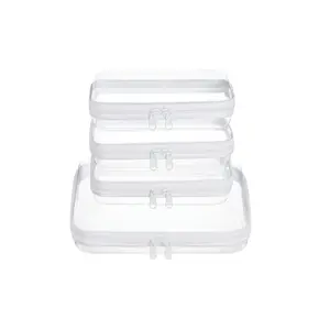 4-Piece Transparent Hard Shell Zipper Storage Set, Durable Travel Organizer Bag, Ideal for Toiletries and Cosmetics, Easy to Sort