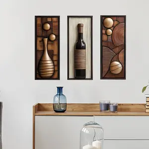 Creative Decorative Three-Panel Art Stickers for Bedroom Living Room Balcony Wall Home Background Decoration