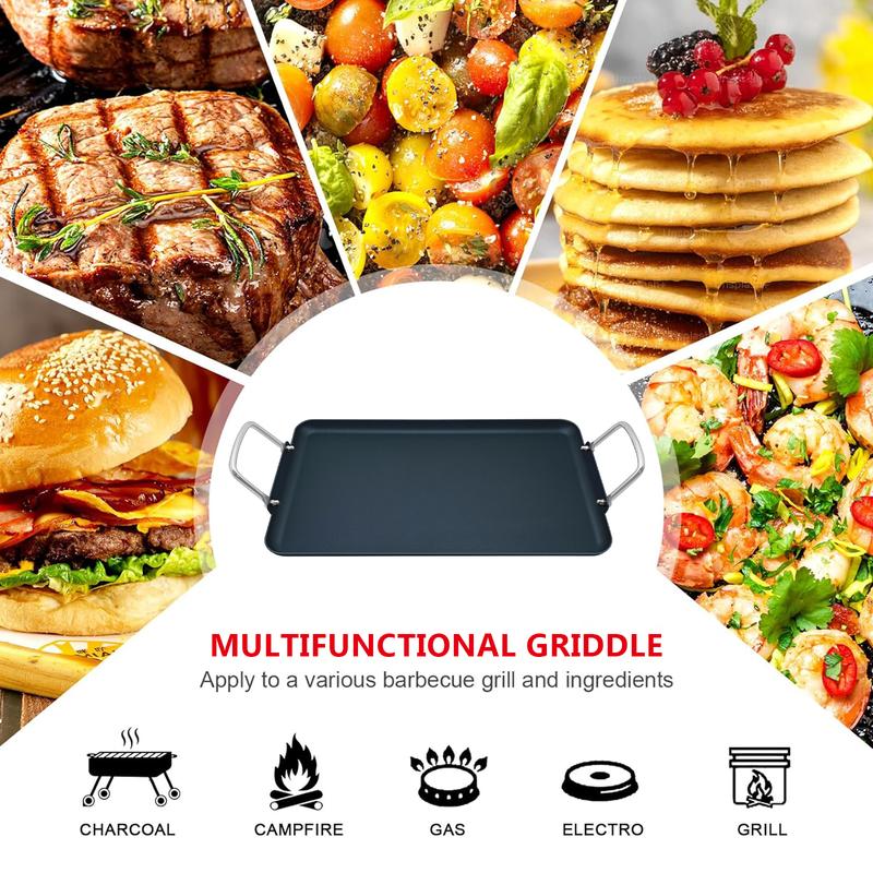 SmartCook Double-Burner Comal & Griddle Pan for Stove Top - Grill Pan with Utensils Set, Perfect para Torillas