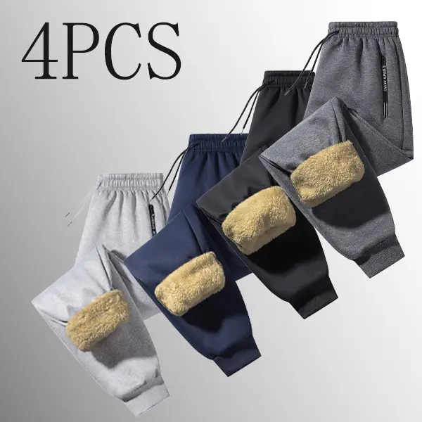 4 Pack Mens Casual Warm Fleece Lined Sweatpants