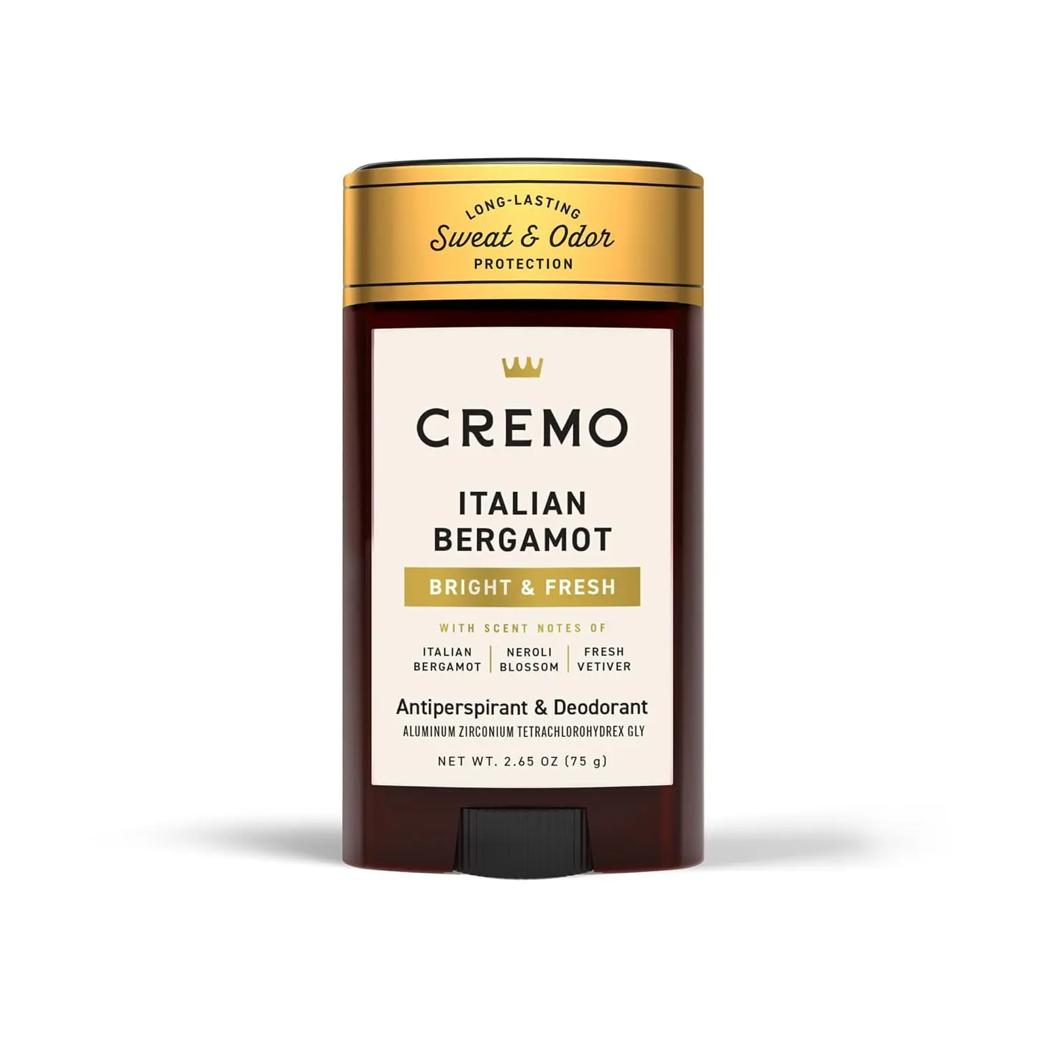 Cremo Deodorant & Antiperspirant for Men, Italian Bergamot, 2.65 oz