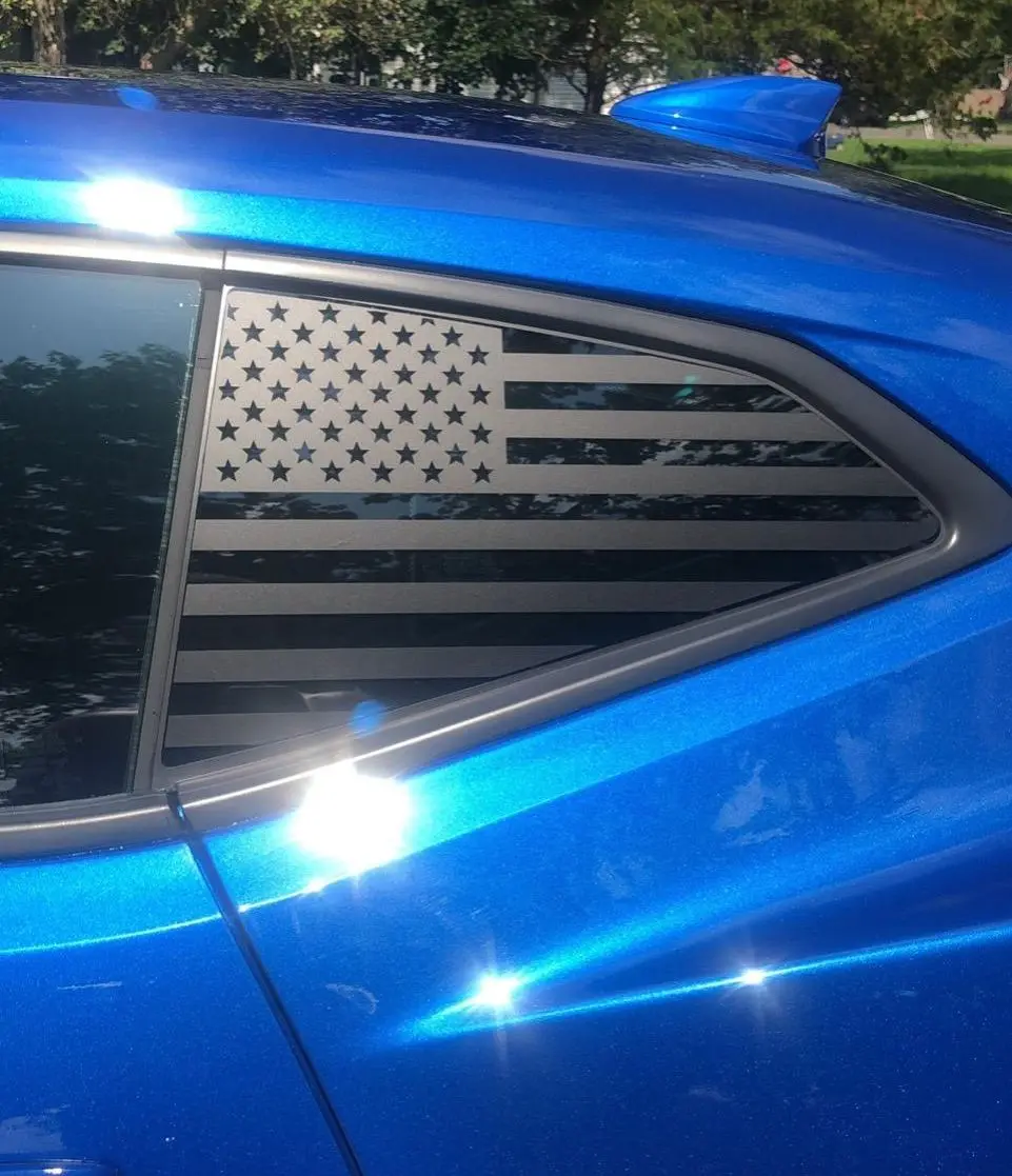 American Flag Quarter Window Decal for Chevy Camaro 2016-2024 – Precut Matte Black Vinyl