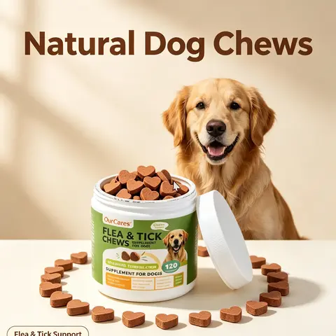 Flea Tick Soft Chews Supplement for Dogs, Chicken Flavor, 120 Count, Natural Ingredients for Flea, Tick & Mosquito Support &OurCares