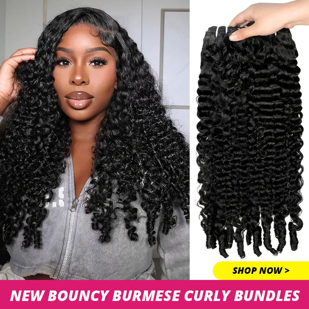 Burmese Curly Hair Bundles Quick Weave Extensions Human Hair Weave Bundles For Black Women Spiral Curly End Human Hair Extensions FallFreshness
