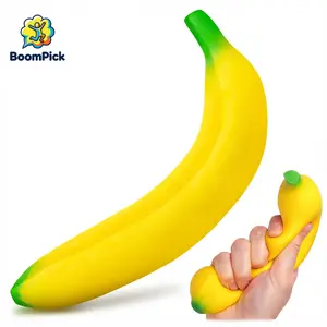 Banana squishy toy – 6.7 x 1.4 in, Soft PU Foam Desk Accessory, Lightweight Squeeze Fidget for Adults, Novelty Office Decor, squishy fidget toys