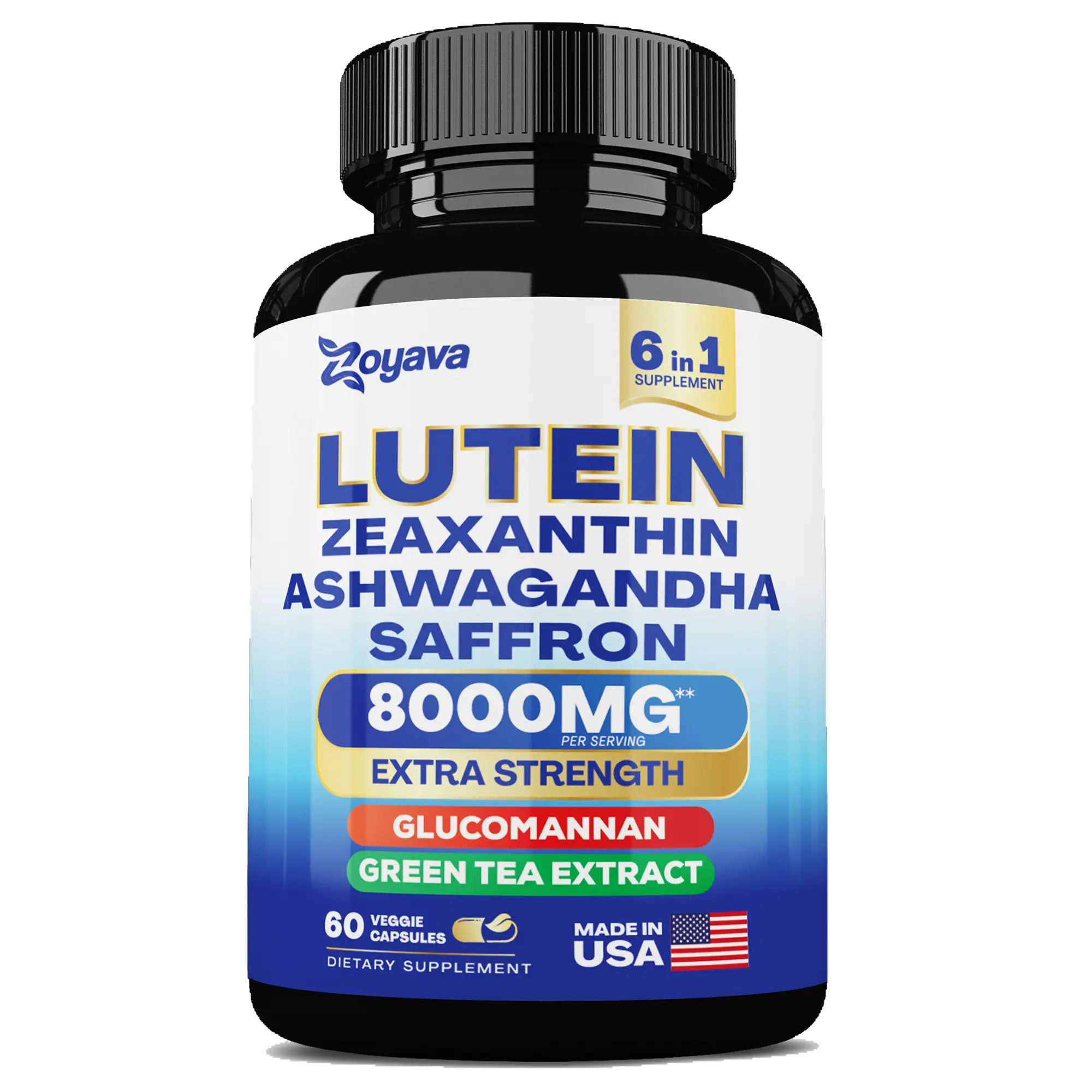 Zoyava Lutein Supplement 8000MG, with over 5+ Super Ingredients, Extra Strength & High Potency, 60 Capsules, Made in USA