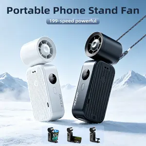 Multifunctional Handheld Turbo  Handheld  with Stand, Turbo BoostTechnology,199 Adjustable Speeds, Foldable &Wearable(Waist/Neck Clip) for Travel, Outdoor fathersdaygift table fans