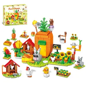 360 Pieces Building Blocks Set, Animal Rabbit Carrot House DIY Toy, 12-In-1 Assembly, Birthday & Christmas Gifts