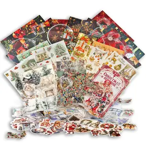 375+pcs DIY Christmas Scrapbooking Sticker Set with Festive Designs Variety of Themes for Holiday Crafts and Journaling