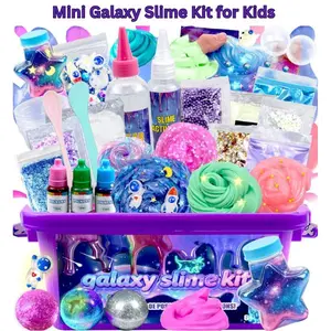 Mini Galaxy Slime Kit for Kids 8–12 – Butter, Sparkling & Crunchy Slime, DIY Craft with Glow-in-The-Dark Stickers, Stress Relief Toy, Perfect for Easter Gif