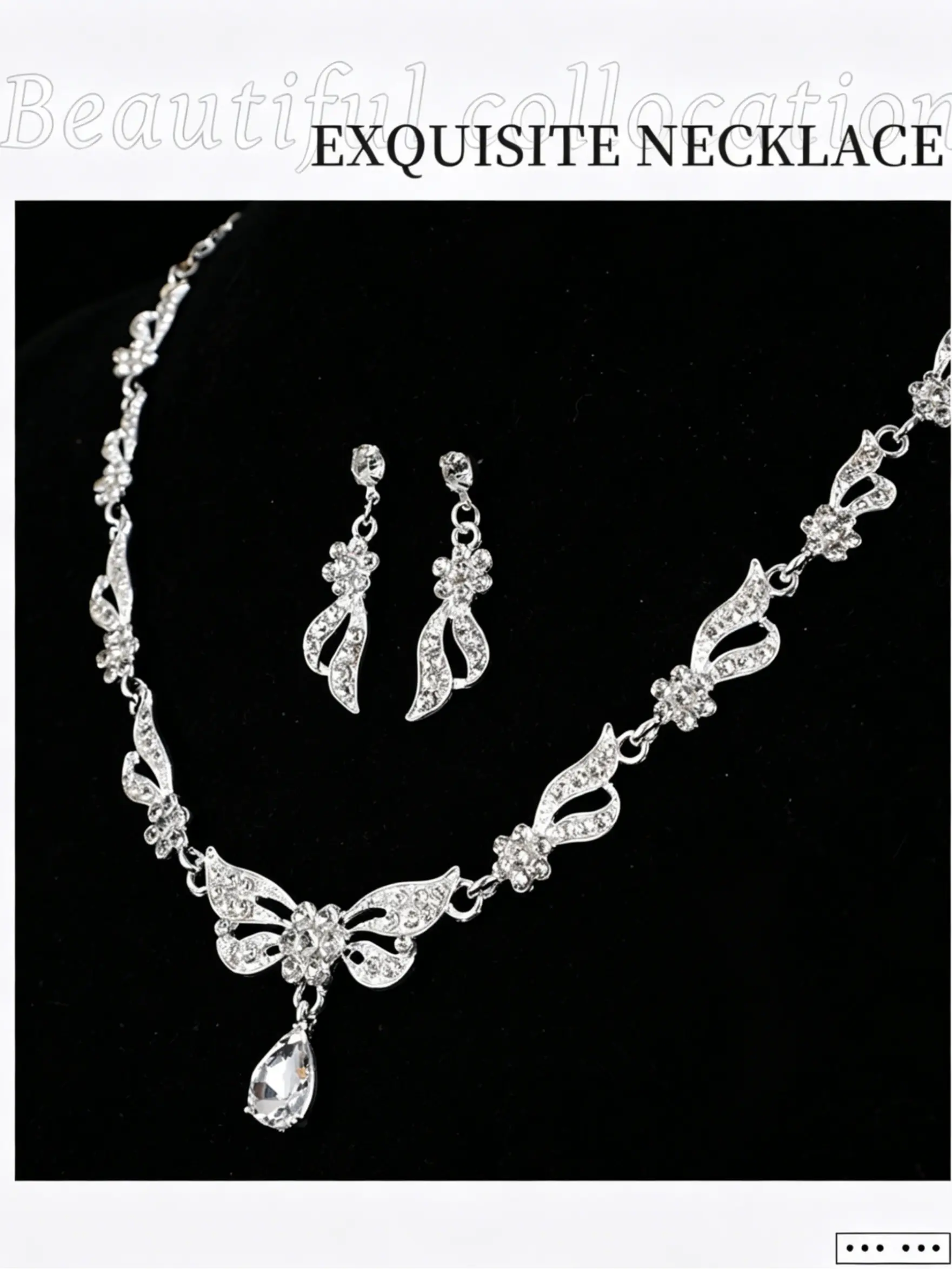 Bridal Jewelry Set, Sparkling Crystal Necklace and Earrings, Perfect for Weddings, Proms, and Evening Events, Elegant Bridal Accessories